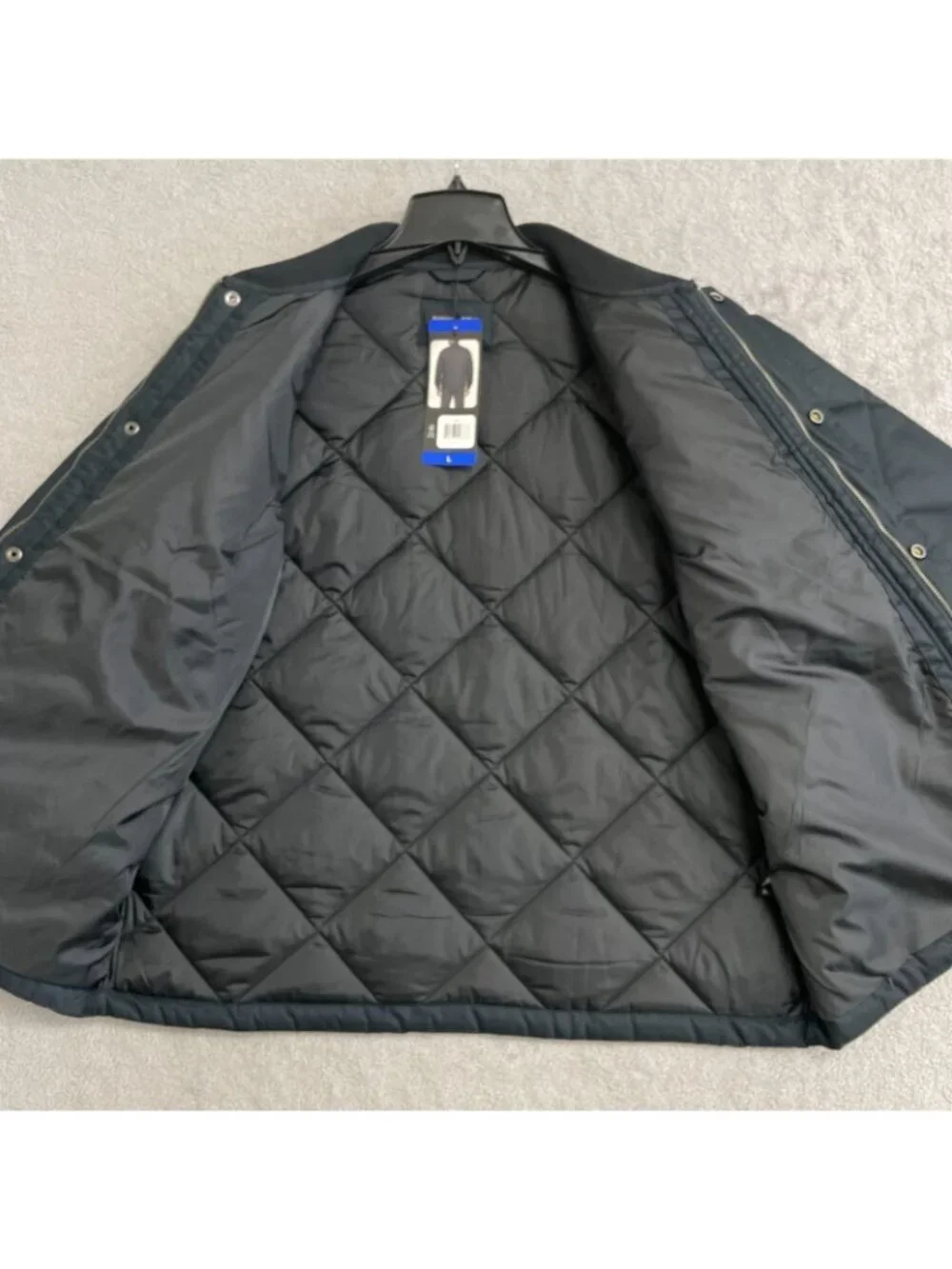 Banana Republic Men's Quilted Bomber Jacket L Black Polyester Button front N1409